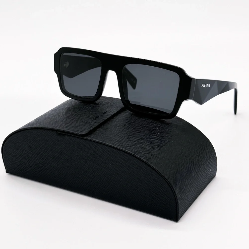 NEW PRADA SPR A05 16K08Z SQUARE BLACK PRA05S 16K08Z UNISEX PRADA SUNGLASSES - Picture 3 of 13